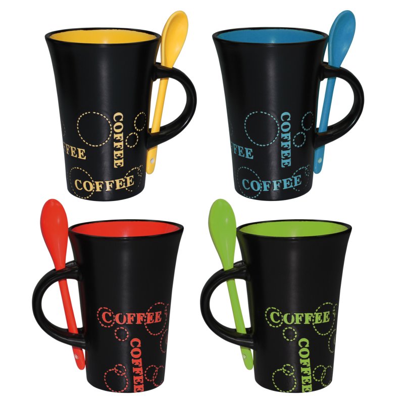 kaffee tassen set XL Kaffeebecher Keramik incl. Löffel in 4 Farben #1811 Weihnachts-Türüberzug Für Haustür –