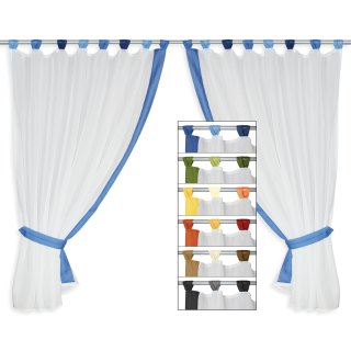 Fenster Vorhang weiß Schlaufen & Band farbig Gardinenset 4-tlg Voile 2x 140x120 cm