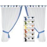 Fenster Vorhang weiß Schlaufen & Band farbig Gardinenset 4-tlg Voile 2x 140x120 cm