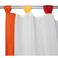 Fenster Vorhang weiß Schlaufen & Band orange Gardinenset 4-tlg Voile 2x 140x120 cm