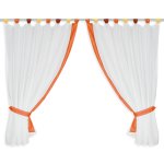 Fenster Vorhang weiß Schlaufen & Band orange Gardinenset 4-tlg Voile 2x 140x120 cm