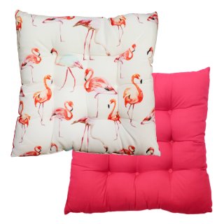 Flamingo Kissen gesteppt Stuhlauflage Sitzpolster creme pink #1816