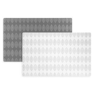 Platzset Blätter Design Untersetzer ca. 44x28,5cm abwaschbar Tischset Grau / Weiß #1854