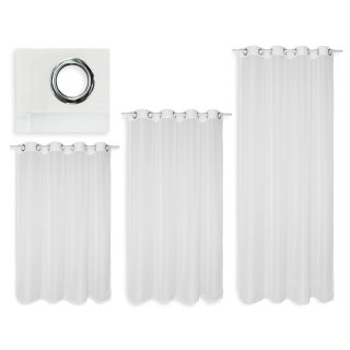 Voile Gardine Emotion weiß Organza Ösen Vorhang transparent beschwerter Abschluß