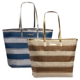 Korbtasche Bast Tasche mit Lurex Streifen gold oder silber Einkaufsta, 24,95 €