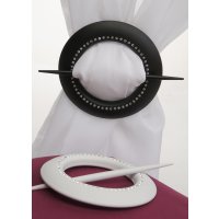Raffhalter grau Vorhang Deko Strass Steine Ø ca. 16 cm Gardinenspange