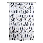 Textil Duschvorhang ca. 180x200 cm Ösen Vorhang inkl. 12 Ringe Motiv Pinguine