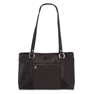 Damen Handtasche Schultertasche Microfaser Tasche mit Schultergurten Shopper in Schwarz