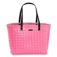 Korbtasche Einkaufskorb Umhängetasche Korb Tasche Polyestergeflecht in Pink Rosa