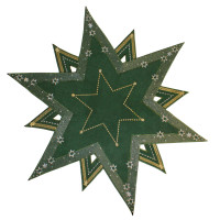 Mitteldecke Stern Grün Weihnachtsdeckchen ca. 85 cm Ø  Advent Tisch-Deko Gold Silber bestickt