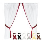 Gardinenset 4-tlg Voile 2x 140x120 cm Stangendurchzug Fenstergardine Weiß Satin-Band in Schwarz
