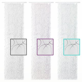 Flächenvorhang modern art Schiebegardine halbtransparent Weiß 60x245 cm bestickt