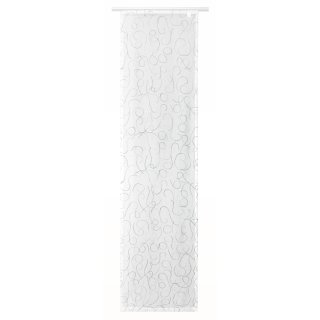 Flächenvorhang modern art Schiebegardine halbtransparent Weiß 60x245 cm schwarz grau weiß bestickt