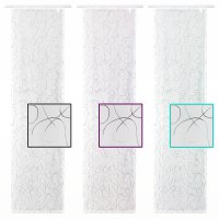 Flächenvorhang modern art Schiebegardine halbtransparent Weiß 60x245 cm schwarz grau weiß bestickt