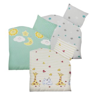 Kinder Baby Bettwäsche Baumwolle 2 teilig Garnitur 100x135 40x60 cm Reißverschluss