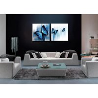 Bild Blue Butterfly Holzfaserplatte Fotodruck Wandbild 2er Set einfache Montage