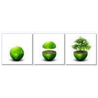 Bild Holzfaserplatte Fotodruck Wandbild 3er Set grüne Erde Dekoration Wohnzimmer