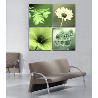 Bild Flowers Holzfaserplatte Duplex Fotodruck Wandbild 4er Set einfache Montage