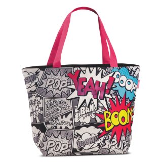 Pop-Art Tasche XL Strandtasche schwarz Badetasche coole Umhängetasche im Comic-Style