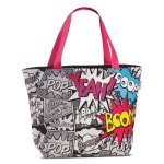 Pop-Art Tasche XL Strandtasche schwarz Badetasche coole Umhängetasche im Comic-Style