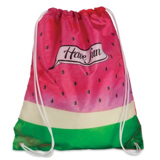 Turnbeutel Sporttasche mit Kordelzug Sport-Beutel Tasche Trend-Design Melone pink