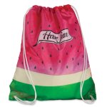 Turnbeutel Sporttasche mit Kordelzug Sport-Beutel Tasche Trend-Design Melone pink