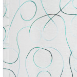 Ösen Vorhang modern art Gardine halbtransparent Weiß 140x245 cm türkis blaugrün bestickt