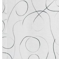 Ösen Vorhang modern art Gardine halbtransparent Weiß 140x245 cm schwarz grau weiß bestickt