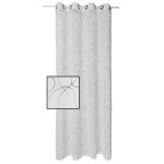 Ösen Vorhang modern art Gardine halbtransparent Weiß 140x245 cm schwarz grau weiß bestickt