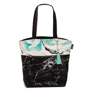 Badetasche Umhängetasche Tasche Einkaufs-/ Strandtasche schwarz weiß marmoriert