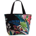 Sommer Strandtasche schwarz bunt  floral Umhängetasche Stoff Tasche mit Henkel Tragetasche
