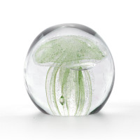 Glaskugel Qualle klein Hellgrün ca. 8 cm Ø Briefbeschwerer Traumkugel Handarbeit Glas Kugel
