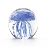 Glaskugel Qualle klein Blau ca. 8 cm Ø Briefbeschwerer Traumkugel Handarbeit Glas Kugel