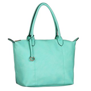 Damentasche Handtasche Umhängetasche City Tasche Leder-Optik Trend Farbe Türkis Uni