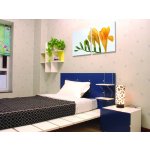 Bild 2er-Set Freesie gelb Holzfaserplatte Fotodruck Blume Wandbild 2 mal 50x50 cm #2005