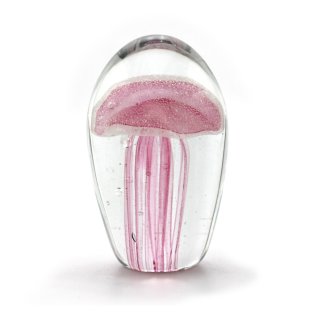 Glaskugel Qualle mittel Rosa ca. 11 cm Briefbeschwerer Traumkugel Handarbeit Glas Kugel