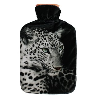 Wärmflasche mit Bezug 2 Liter weicher Kurzplüsch supersoft toller Fotodruck Tier-Motiv Leopard