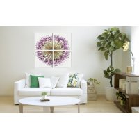 Bild lila Blume Flower Mosaik Fotodruck Holzfaserplatte Wandbild 4er Set einfache Montage