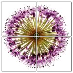 Bild lila Blume Fotodruck Holzfaserplatte Wandbild 4er Set einfache Montage Flower Mosaik 4 mal 40x40 cm